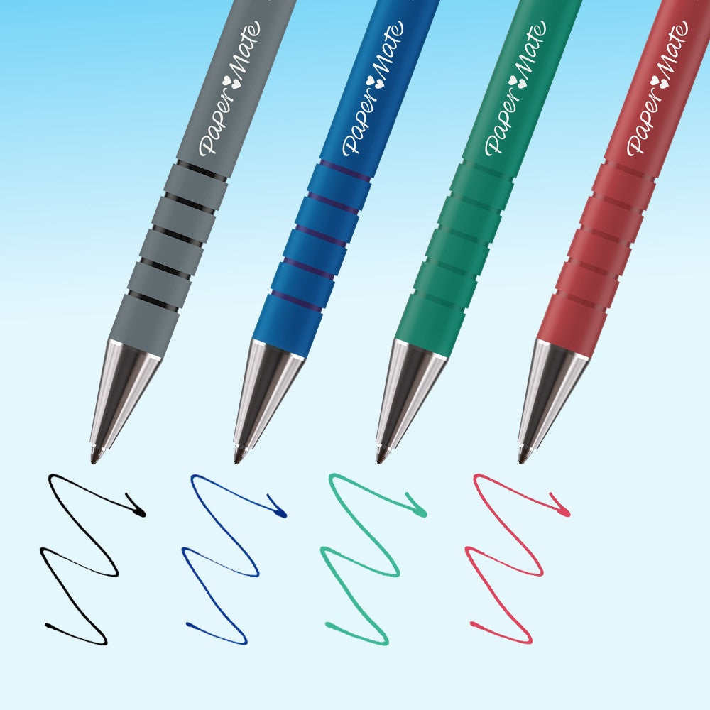 Paper Mate Flexgrip Ultra stylo bille rétractable | pointe moyenne (1,0 mm) | couleurs assorties | lot de 4