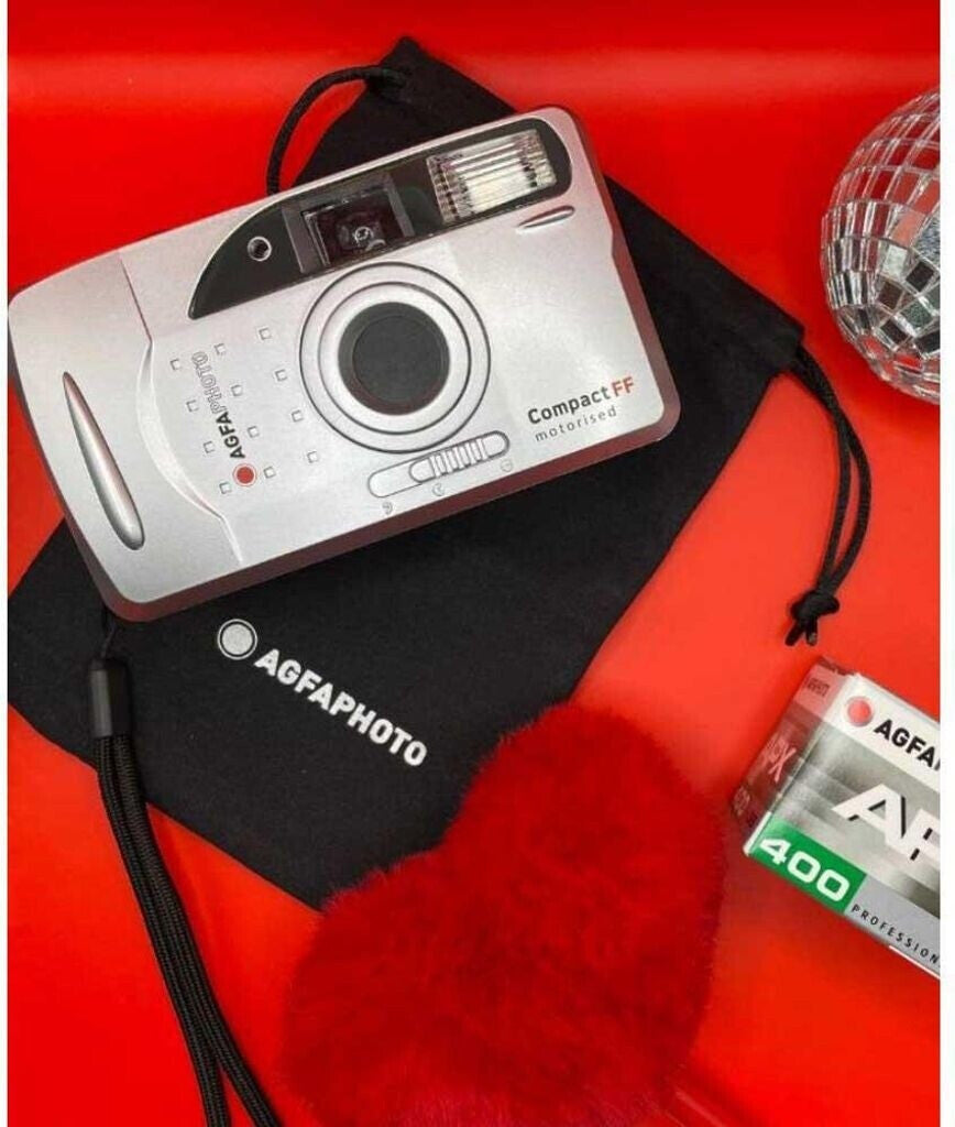 AgfaPhoto Appareil photo argentique motorisé 35 mm avec pellicule noir et blanc et piles
