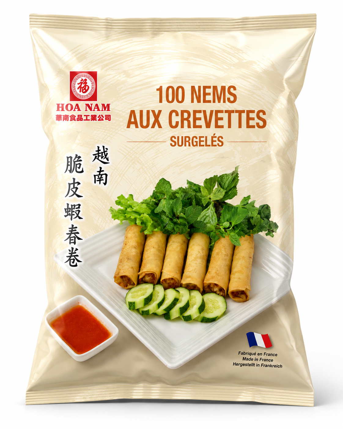 Hoa Nam Rouleaux de printemps aux crevettes (Feuille de blé) Env. 100 pièces 2,6 kg