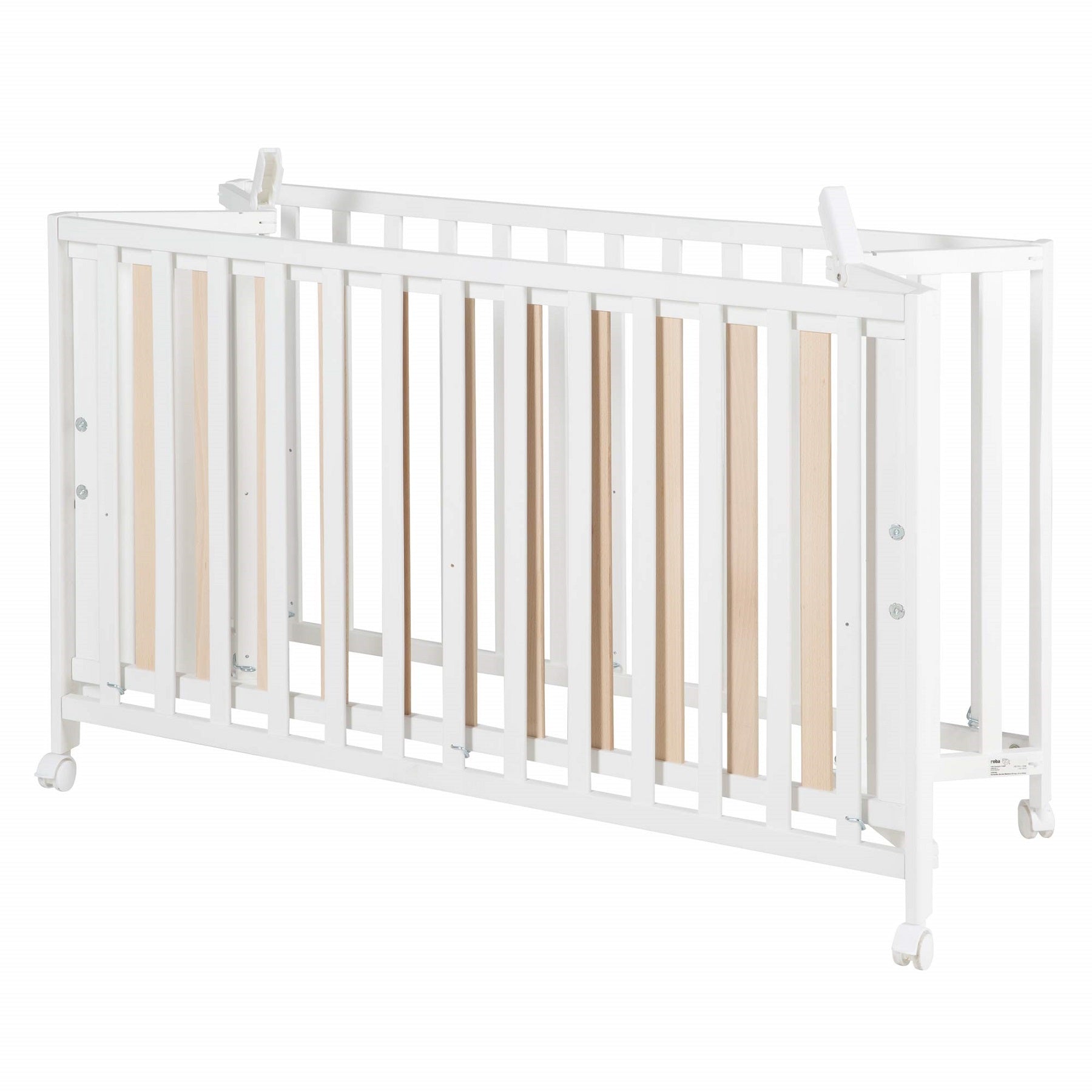 roba Lit bébé pliant en hêtre 60 x 120 cm avec roulettes avec freins (Blanc)roba Lit bébé pliant en hêtre 60 x 120 cm avec roulettes avec freins (Blanc)