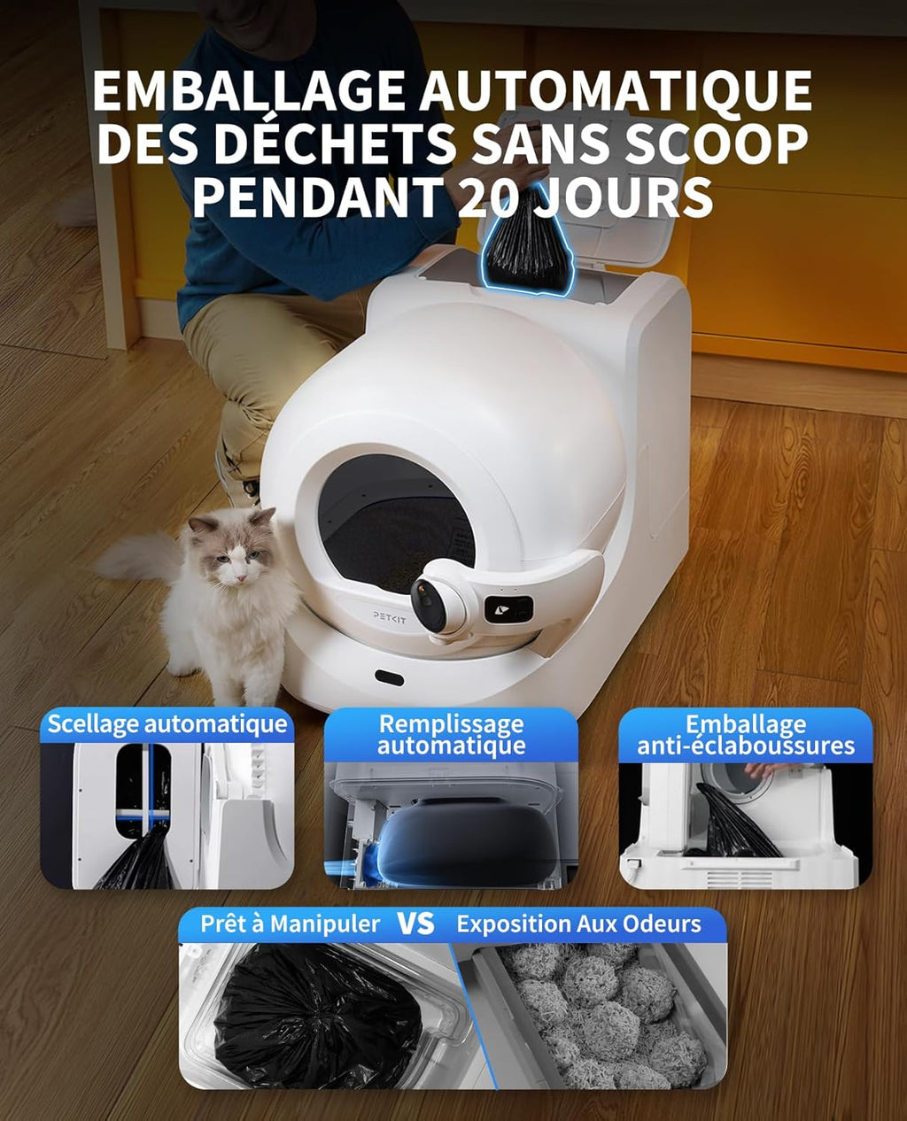 PETKIT Purobot Ultra Bac à litière auto-nettoyant pour chat avec caméra