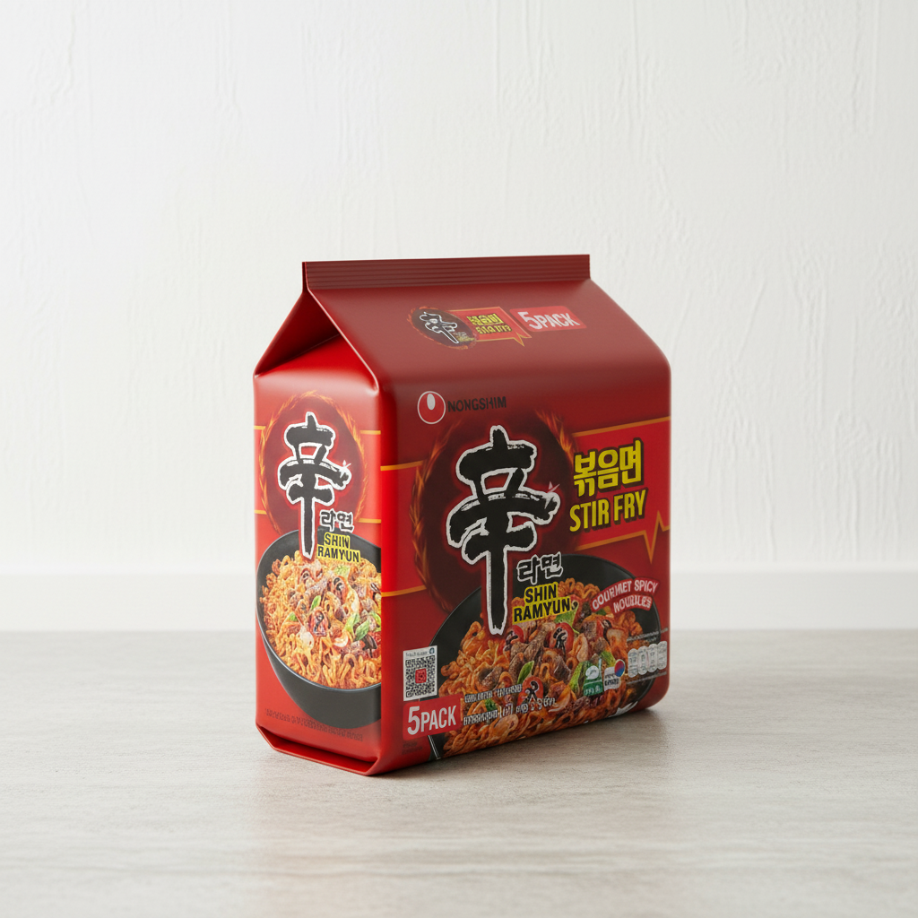 Nongshim Shin Ramyun Nouilles instantanées épicées à sauter - 5 x 130 g