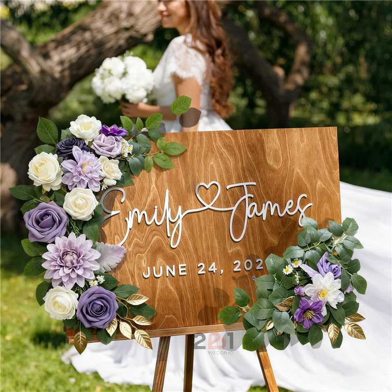 Wei's moment Arc de Mariage Fleur (Lot de 2) Panneau de Bienvenue Fleur Décor de Fond Guirlande Pour Cérémonie Réception Tableau Mural Chevalet Décoration d'Intérieur Entrée Panneau