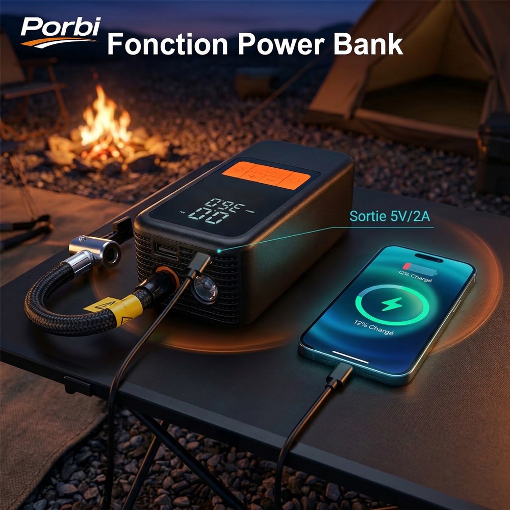 Pompe à air portable Porbi Q16, Noir