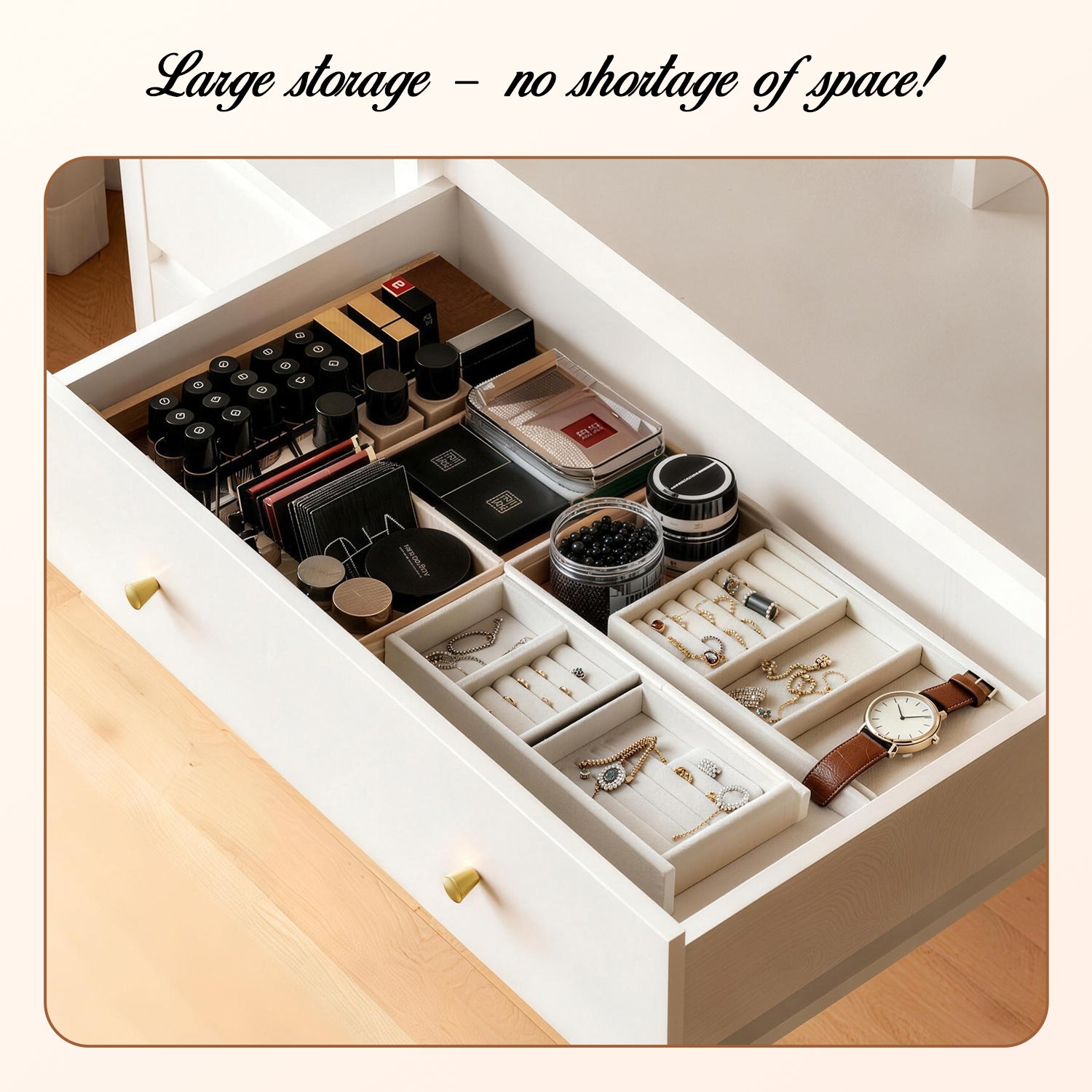 GTIMEX Table de maquillage, table de maquillage avec éclairage LED, grand miroir haute résolution, 7 compartiments de rangement ouverts, 1 grand tiroir, 3 tiroirs latéraux