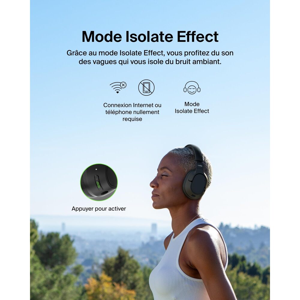 Belkin Casque SOUNDFORM ISOLATE anti-bruit, Noir