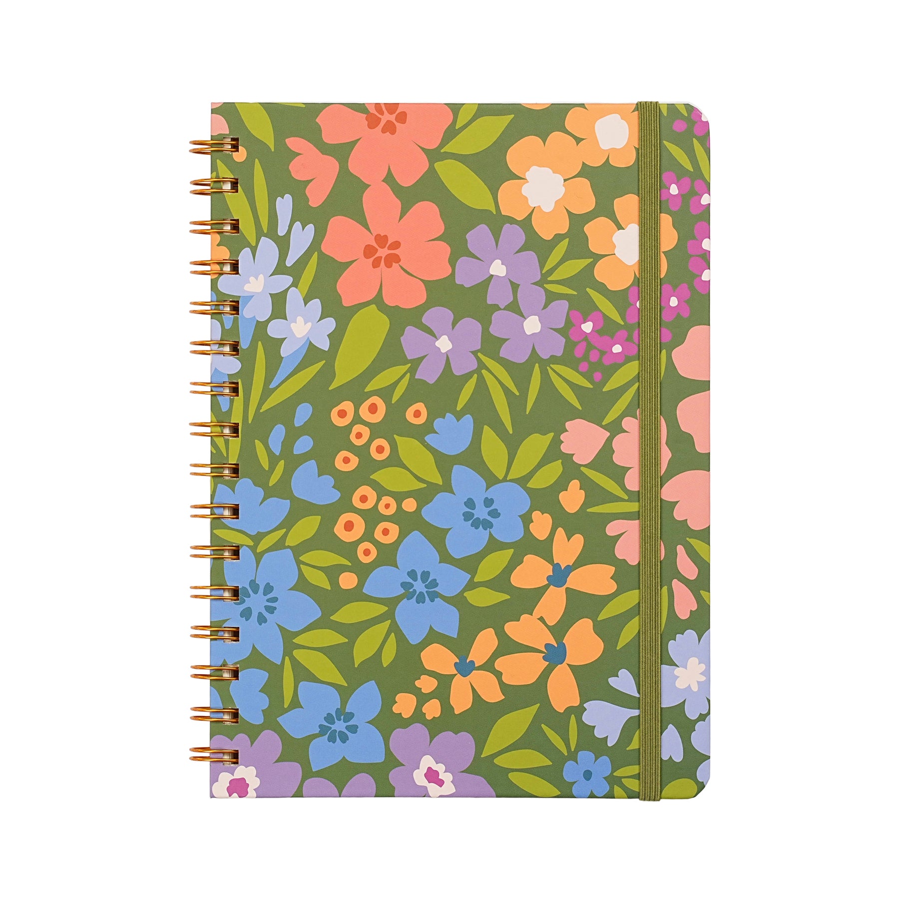 Jubiluu Carnet ligné A5 à spirale avec couverture rigide - 96 feuilles (papier offset 100 g), avec bande élastique - Journal ligné crème classique pour écriture, école