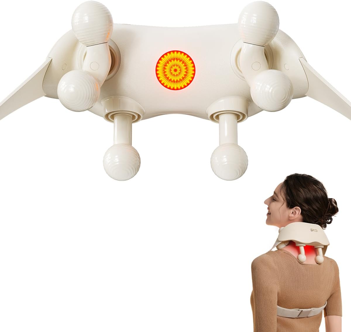 SKG HS500-2 Appareil de massage pour le cou et les épaules Rotation, pétrissage et moxibustion à lumière rouge Cadeau pour l'être aimé