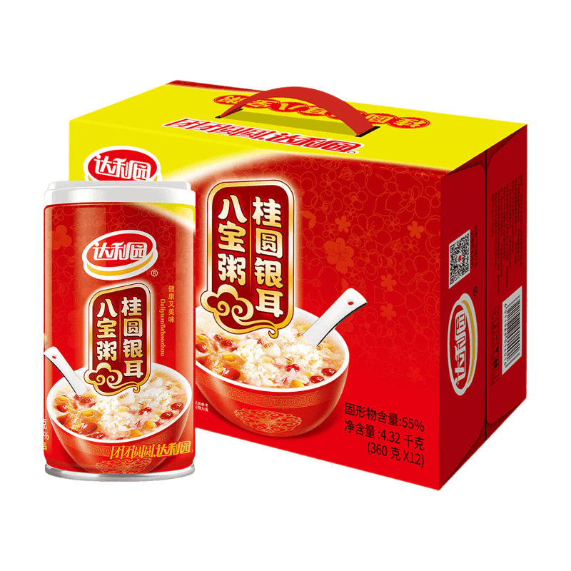 Daliyuan Bouillie de riz aux huit trésors aux dattes de jujube et aux trémelles 360 g x 12