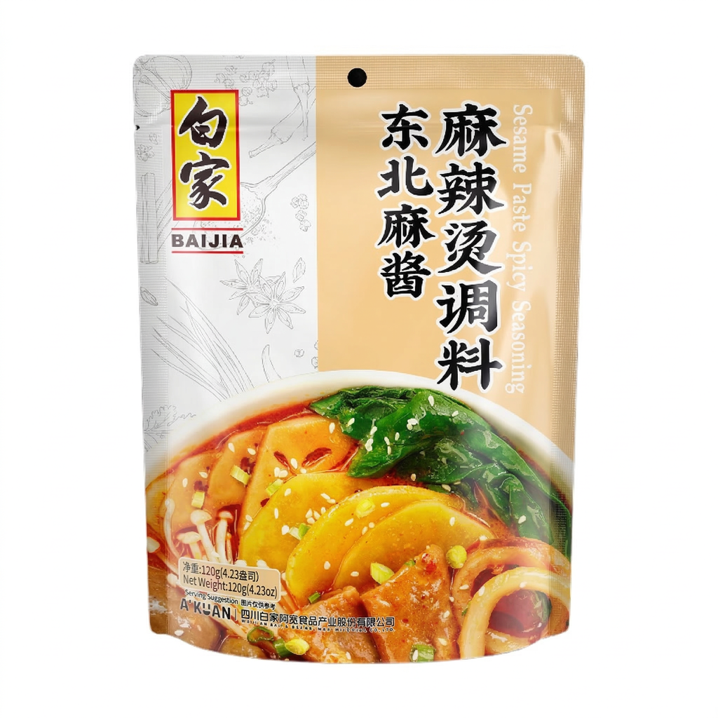 Bai Jia Assaisonnement pour fondue chinoise épicée du Nord-Est à la sauce sésame 120 g