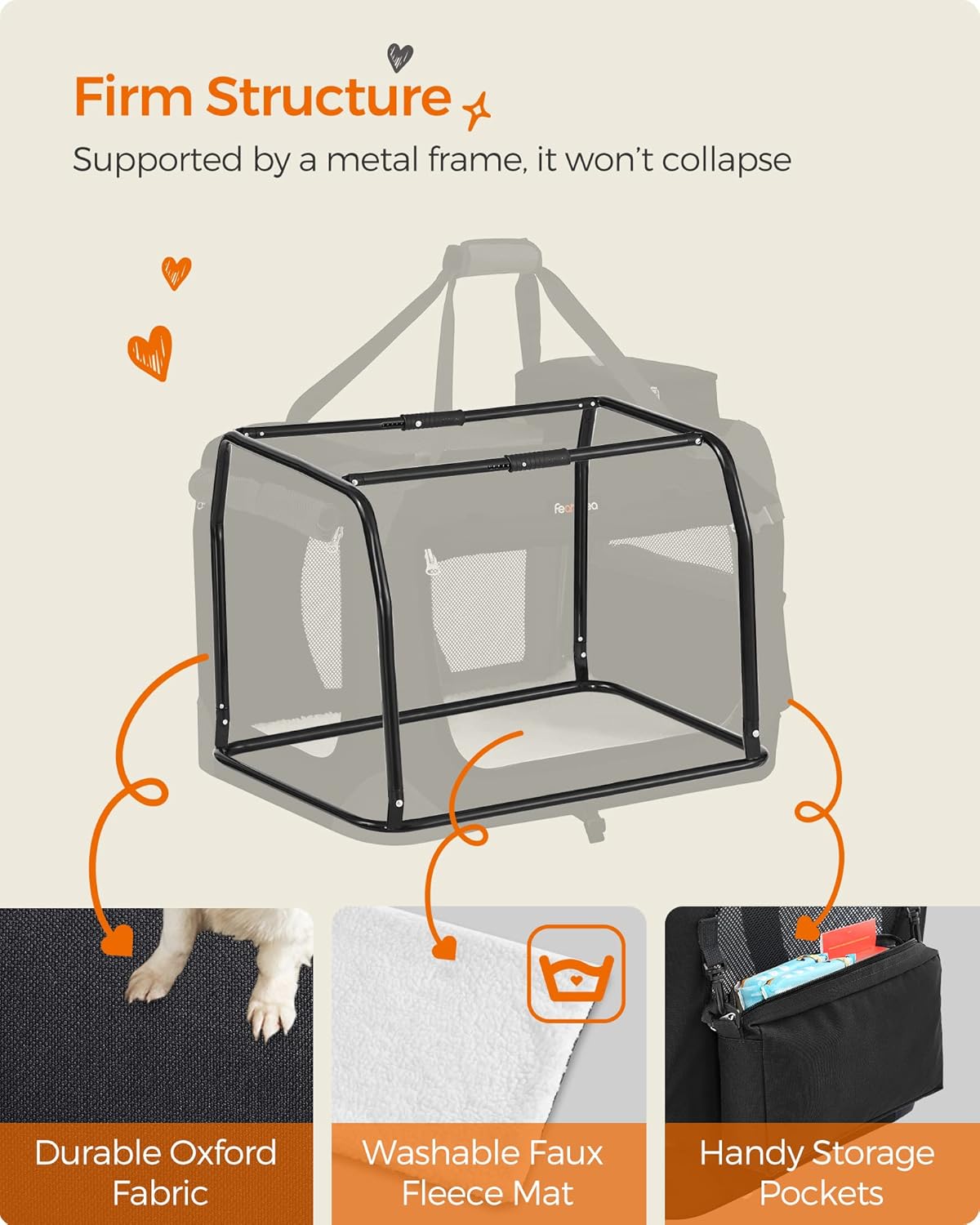 Feandrea Boîte de transport pliable pour chien - 60 x 42 x 42 cm - Noir