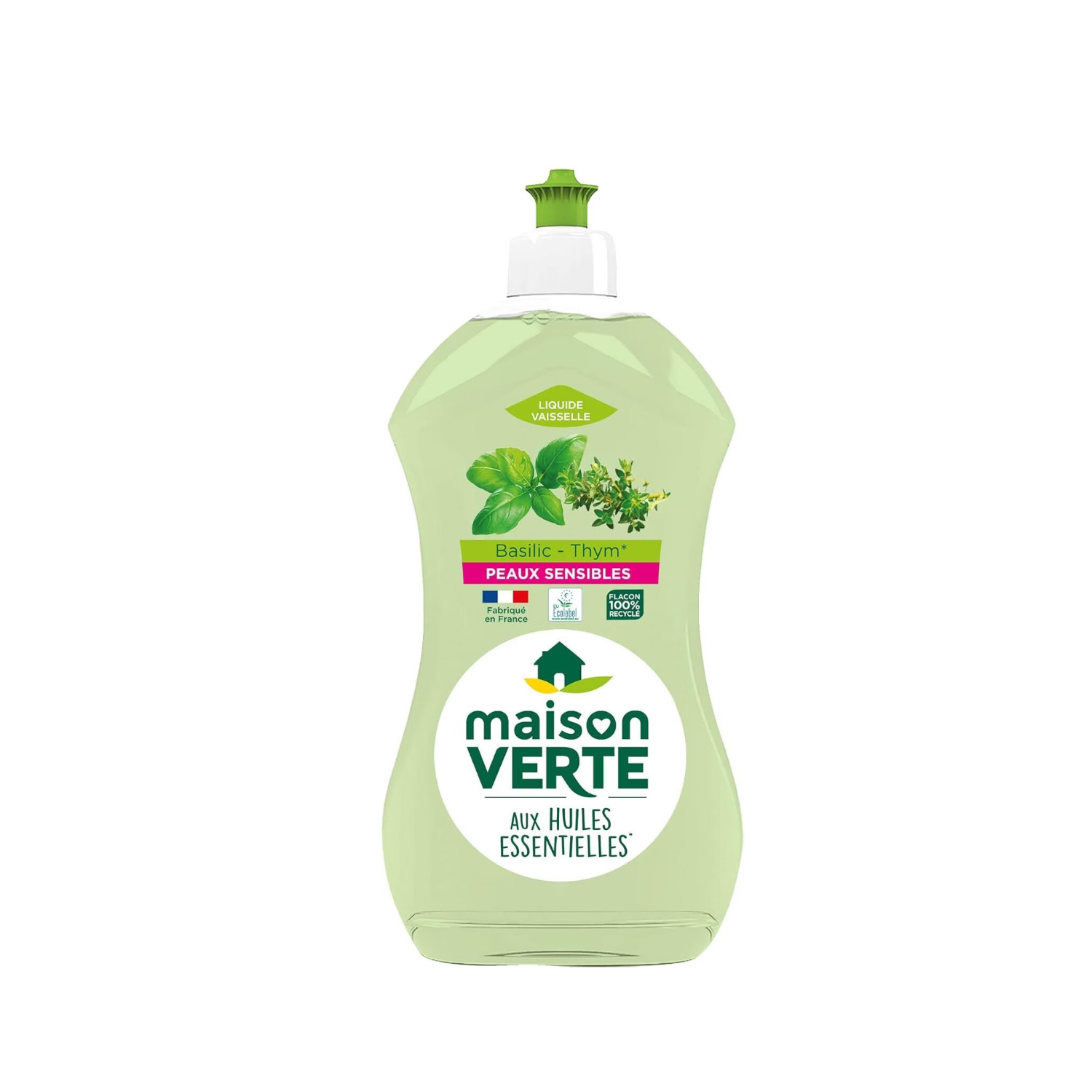 Maison Verte Liquide Vaisselle, Hypoallergénique, Thym & Basilic, 500 ml