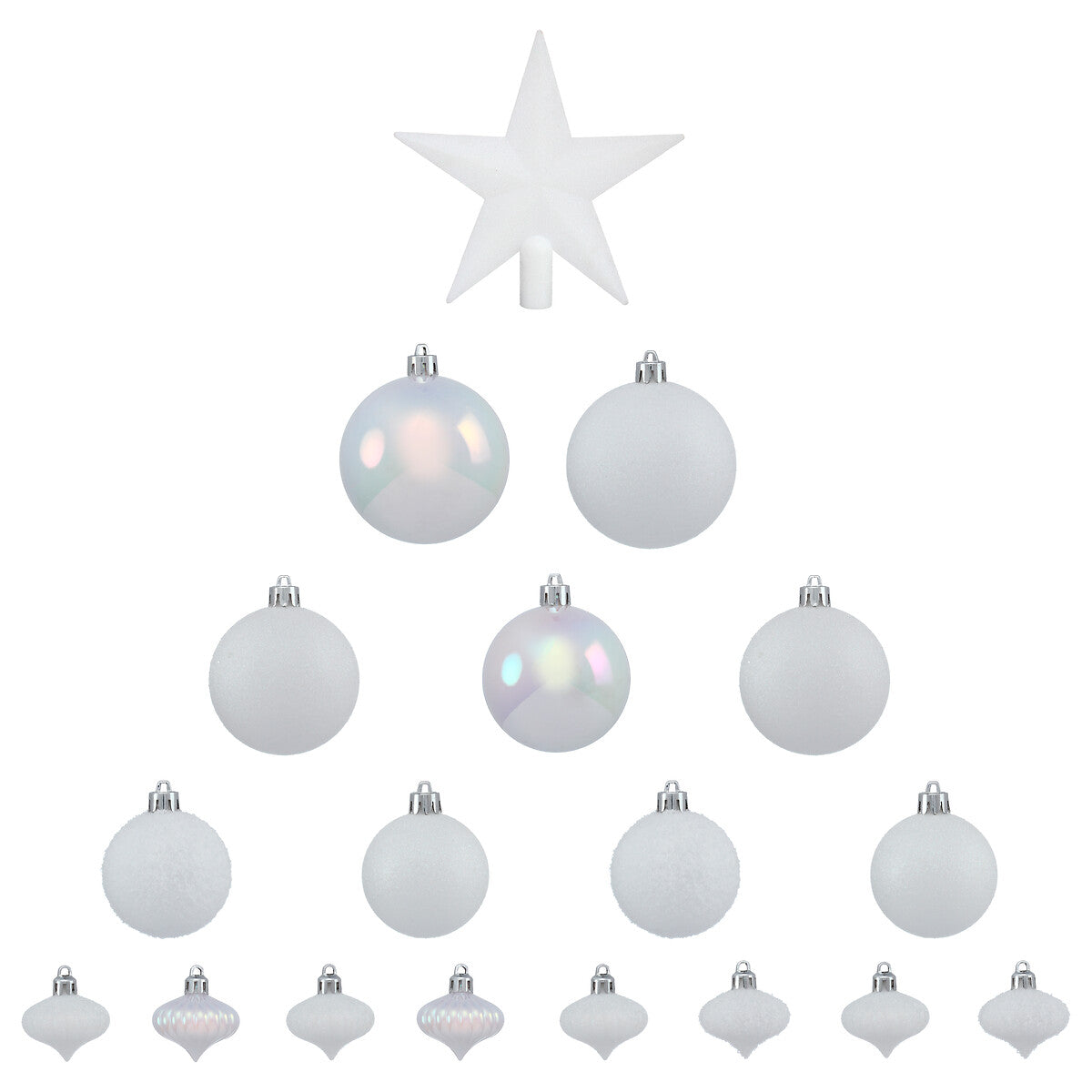 Lot de 18 Boules de Noël Blanches