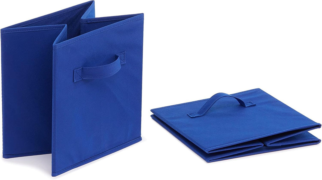 ANQI Lot de 6 bacs de rangement cube pliables avec poignées en tissu Bleu Marine - 26,5 x 26,5 x 28 cm