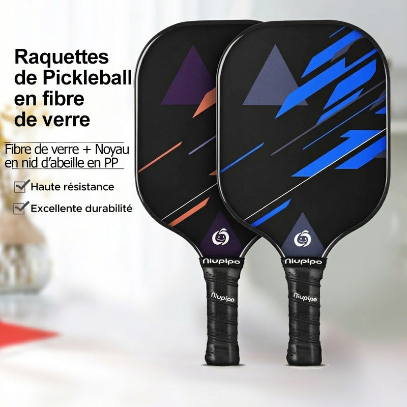 NIUPIPO MX-19 Lot de 2 paddles de pickleball en fibres de verre et noyau en polypropylène à alvéoles certifié USAPA