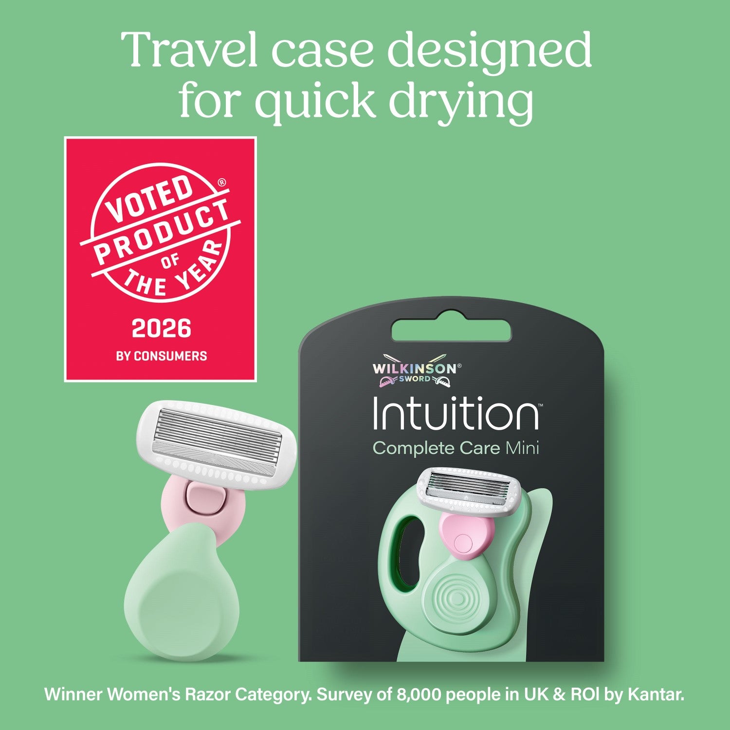 WILKINSON SWORD Intuition Complete Care - Mini Voyage Rasoir avec Étui - 1 Recharge