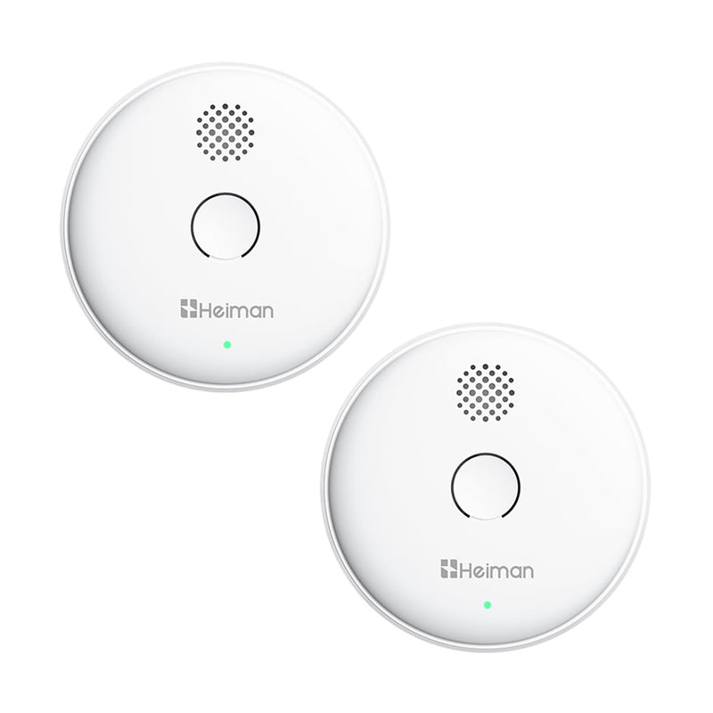 Heiman Détecteur de fumée radio sans fil, max. 40 alarmes de fumée interconnectables, 85 dB, batterie 10 ans, EN14604, avec bouton silence - Modèle 2SA - Lot de 2