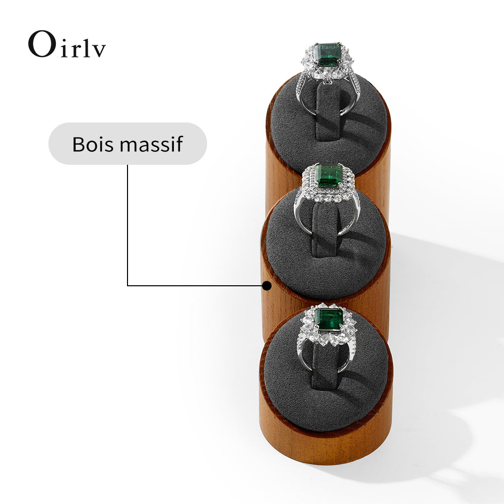 Oirlv Présentoir à bagues en bois 3 pièces | Porte-bagues cylindrique organisateur de bijoux pour commerce et maison