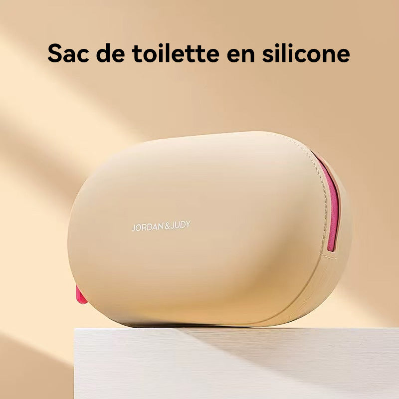 JORDAN&JUDY Trousse de lavage en silicone, sac de rangement imperméable et portable à grande capacité, kaki
