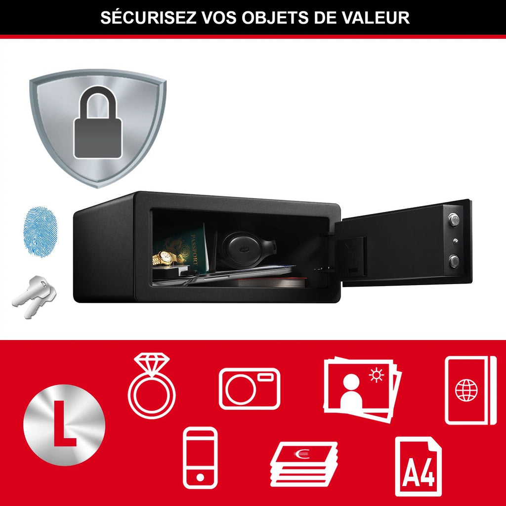 Master Lock LX110BEURHRO Biometric Security Safe for Valuables, Black, 19,5 x 43 x 37 cm