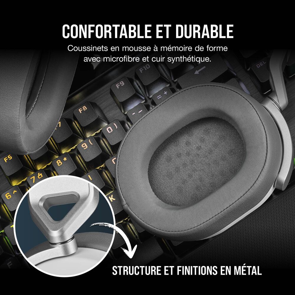 Corsair HS65 Surround Casque Gaming Filaire (Jack 3,5 mm) - Micro rabattable - Blanc
