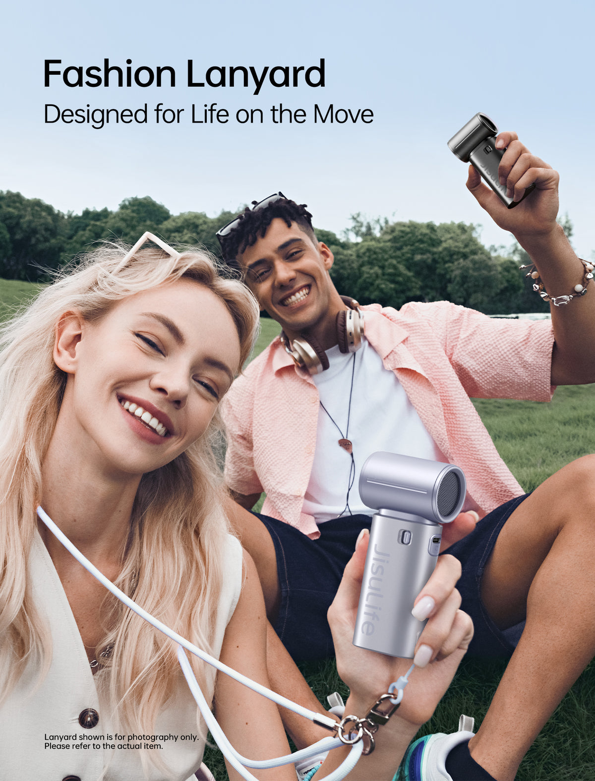 JISULIFE Ventilateur souffleur portable 9S Turbo – Équipé d'une batterie robuste de 5000 mAh pour une autonomie impressionnante de 22 heures, doté de 5 réglages de vitesse variables