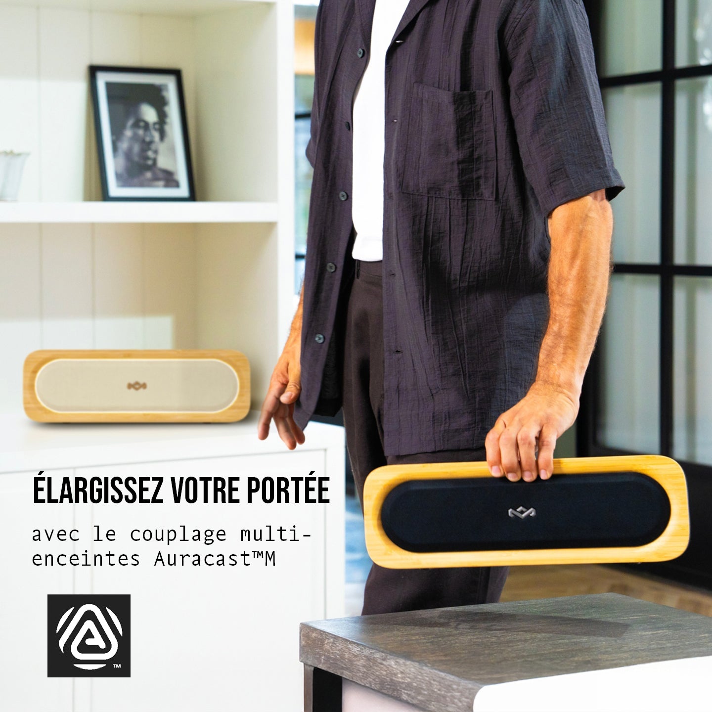 House of Marley Get Together 3 Enceinte Bluetooth portable compatible iPhone iPad Samsung & autres - Noir