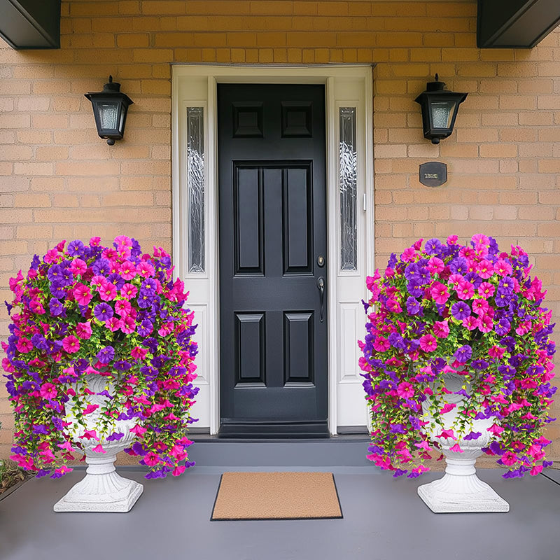Yuejia Lot de 4 bouquets suspendus de fleurs artificielles en soie liseron violet et fuchsia - 75 cm