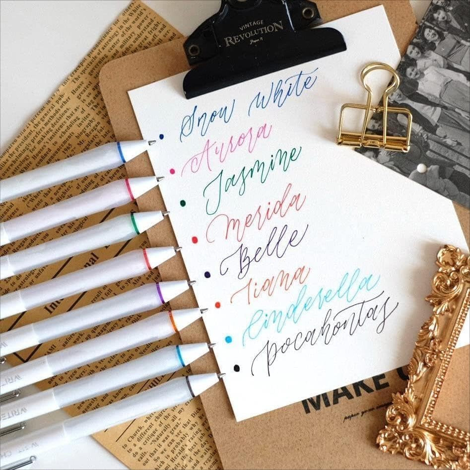 WRITECH Stylos à encre gel rétractables, assortiment de couleurs, pointe moyenne 0,7 mm, écriture fluide et anti-saut, polyvalents pour le journaling, lot de 8