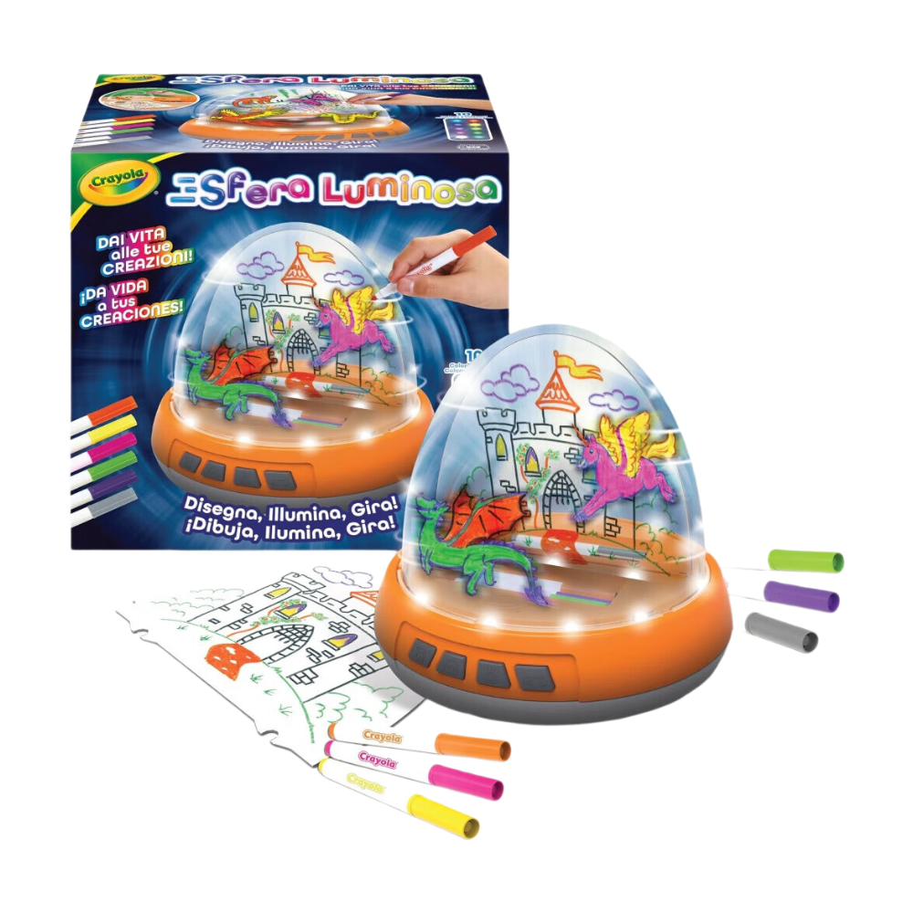 Crayola Set de Sphère de Dessin Lumineuse 3D Motorisée avec 6 Marqueurs en Gel Lavables