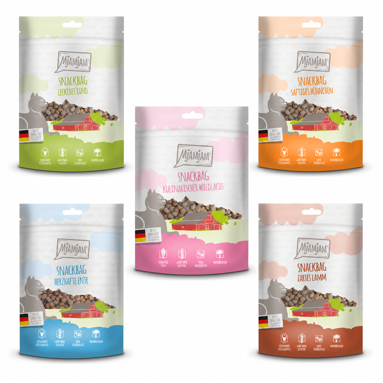MjAMjAM Friandises pour chat assorties 4 x 125 g