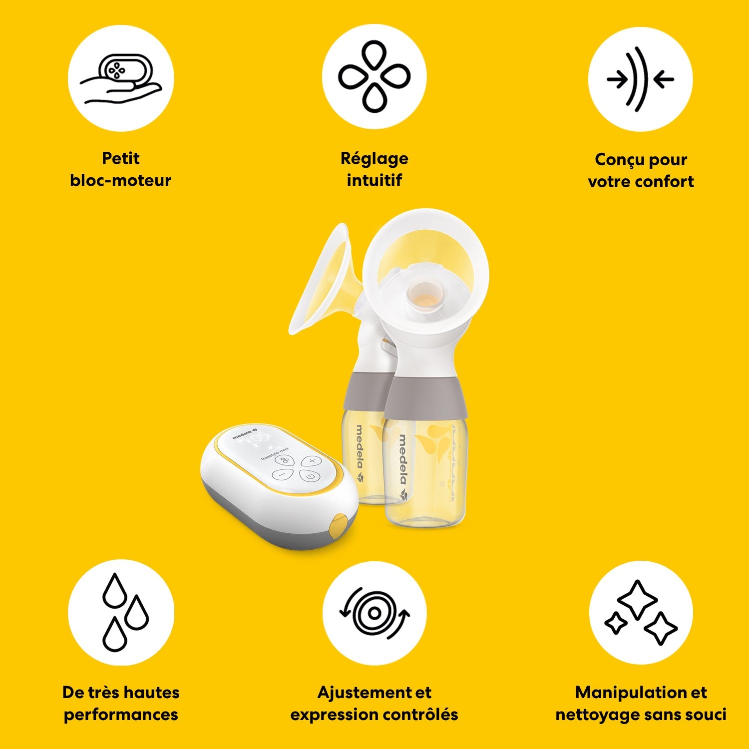 MEDELA Freestyle Mini Hands-Free Classic - Tire-lait électrique double, coquille 24 mm