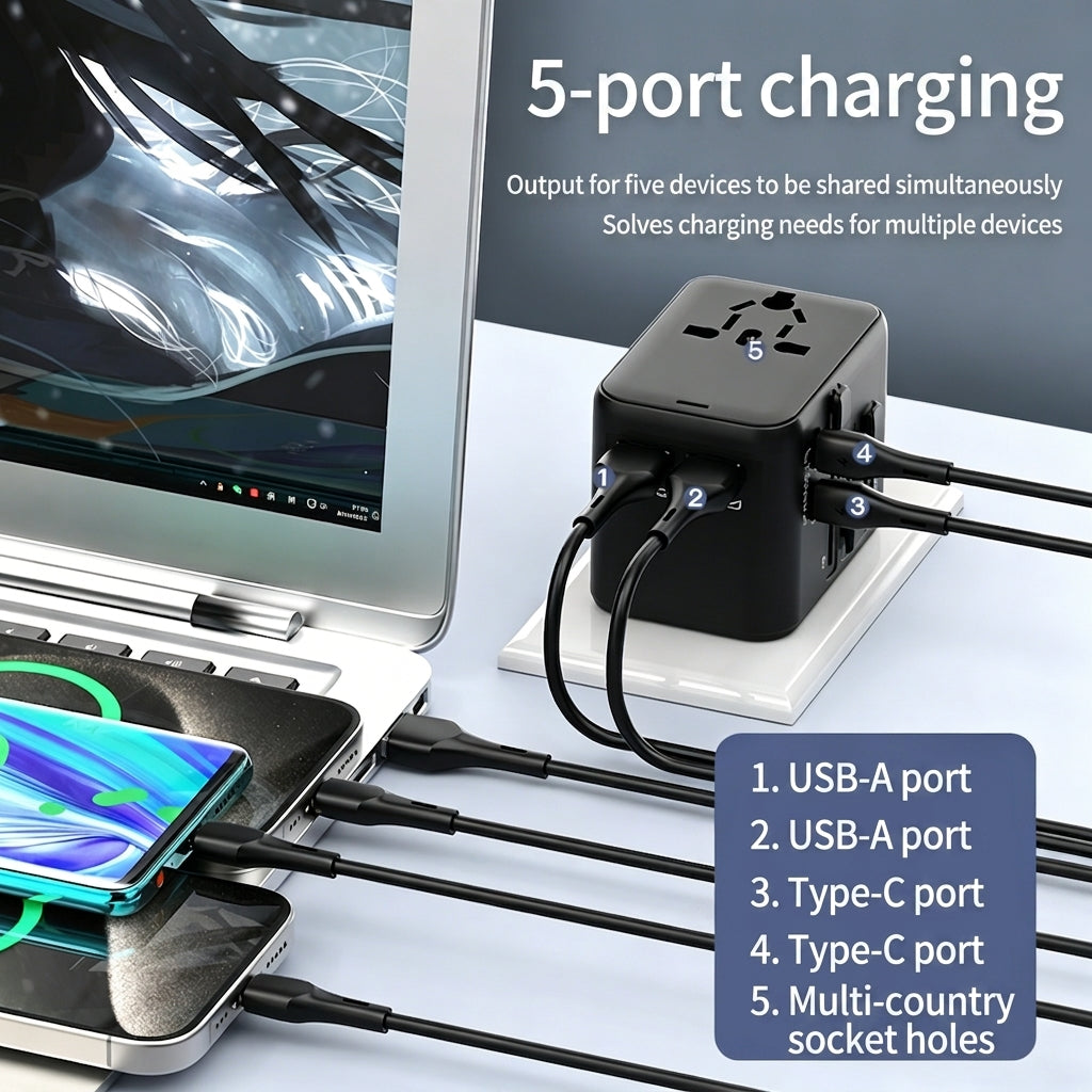 ochama Adaptateur de Voyage Universel, Convertisseur de Prise Mondial, Indispensable pour les Voyages à l’Étranger, Compatible avec l’Europe/Royaume-Uni/Hong Kong/Macao/USA/Japon/Australie