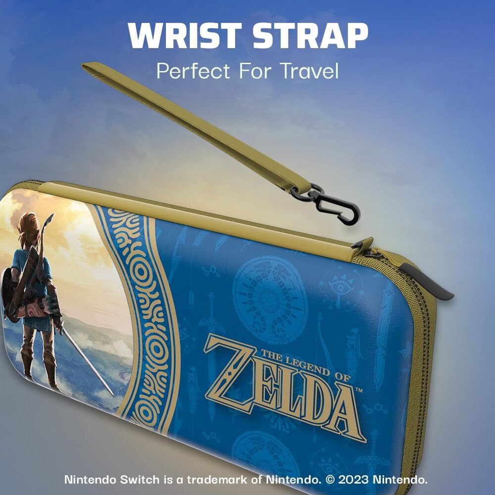 PDP Étui Rigide Travel Case Nintendo Switch, Switch Lite et Switch OLED - Rangement 14 Jeux - Pochette Velcro Ajustable - Sangle de Retrait - Licence Officielle The Legend of Zelda
