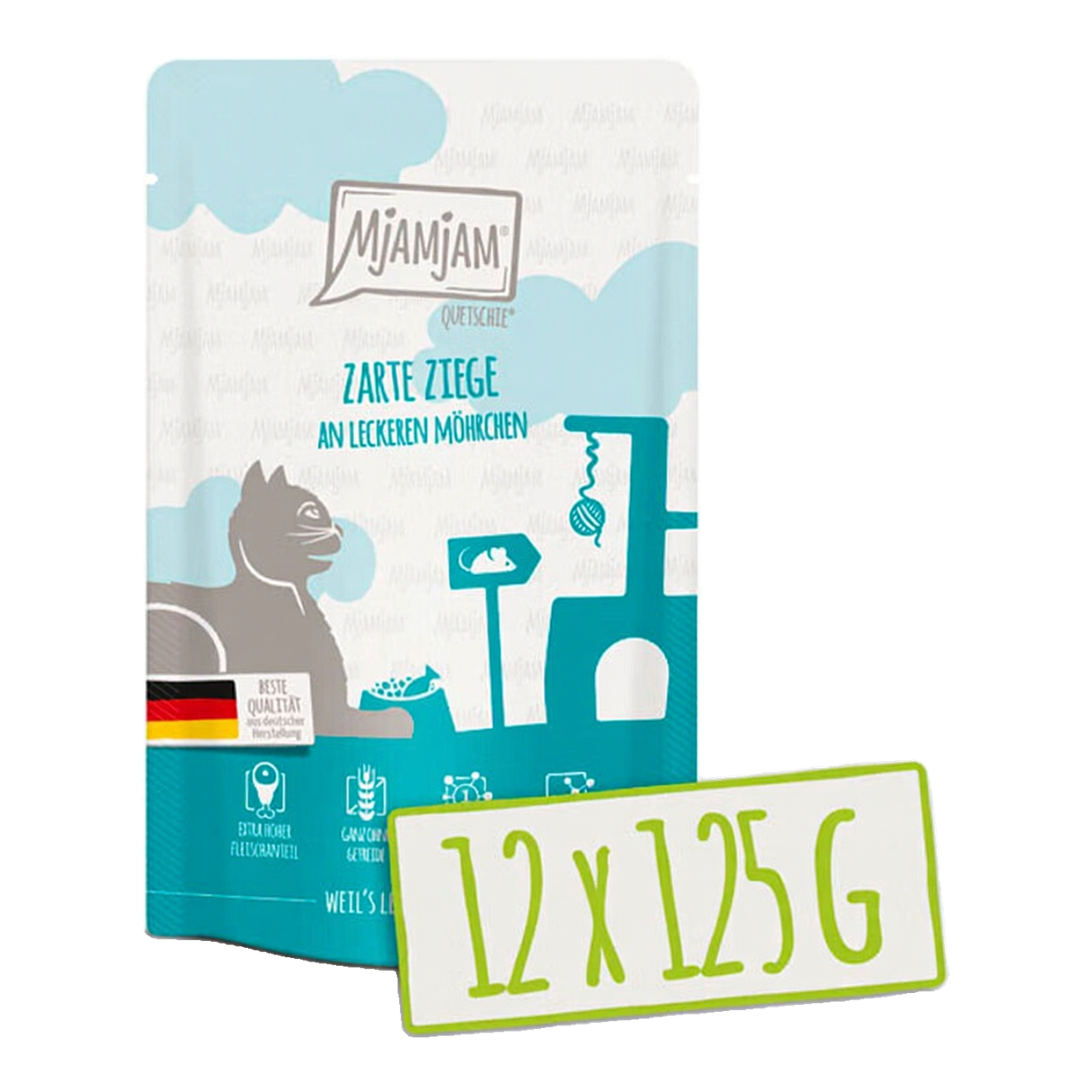 [Peut être servi frais pour l'été] MjAMjAM Quetschie Nourriture humide pour chat Carotte 125 g x 12
