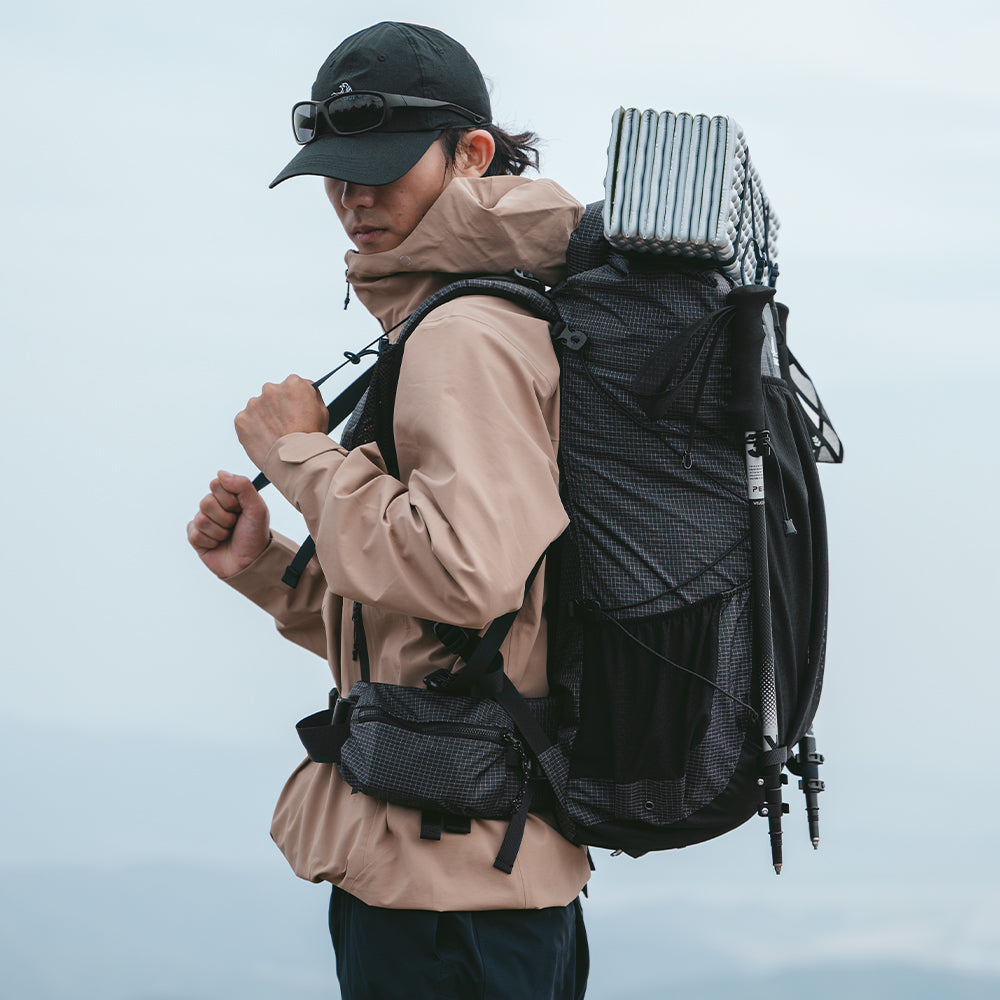 PELLIOT Sac à dos de randonnée Unisexe Voyage Camping Étanche Durable – Spacieux et robuste pour les randonnées de plusieurs jours, Gris roche, 40 L