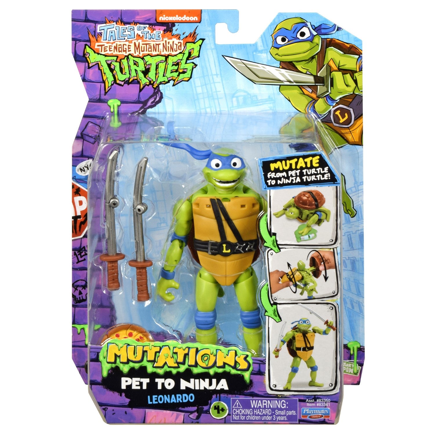 Tortues ninja Figurine de luxe 15 cm, Se transforme en tortue, Modèle Leonardo, Pour enfants dès 4 ans, TU8382