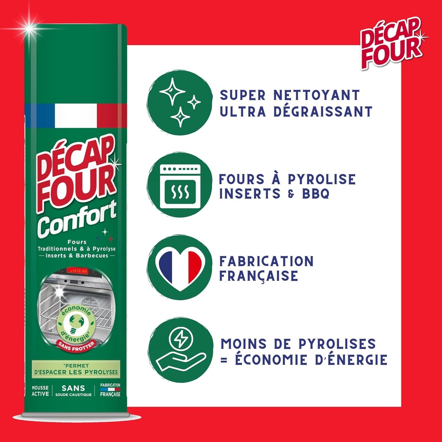 DECAP'FOUR Comfort Nettoyant four sans soude caustique élimine les graisses brûlées 500 ml