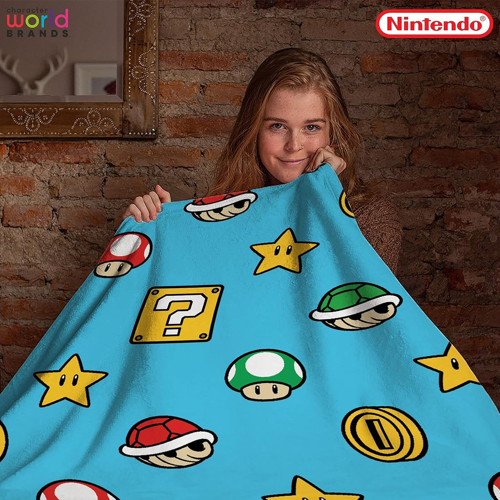 WT&T Couverture polaire sherpa Nintendo Super Mario Mario Kart Drift - 100 x 150 cm, Douce et chaude
