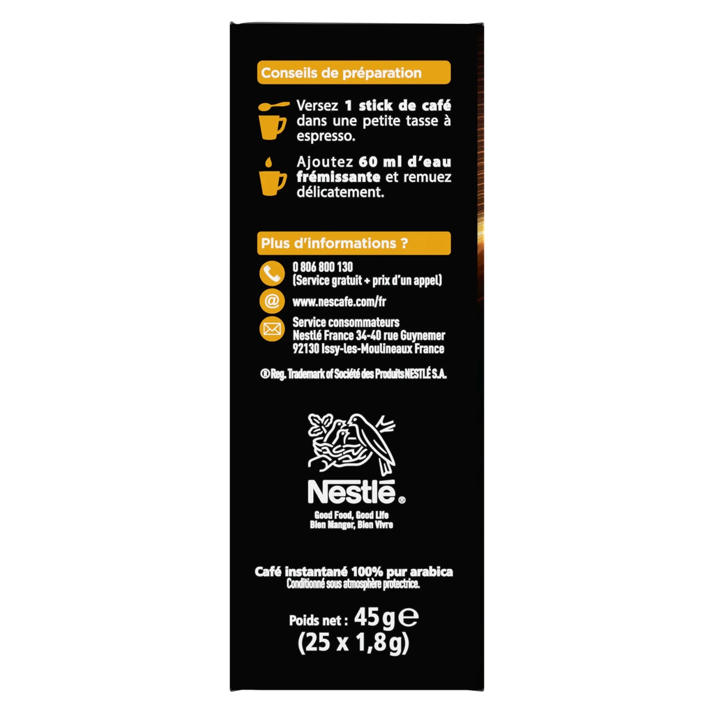 NESCAFE ESPRESSO Café pur Arabica 25 sticks 45 g