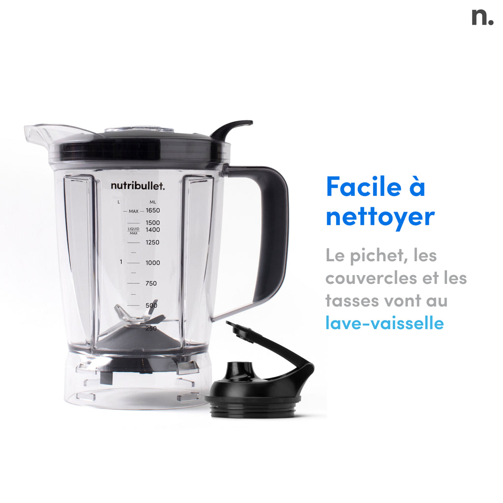 nutribullet Mixeur combiné, Mixeur multifonction 1,89 L, NBF500DG, Noir