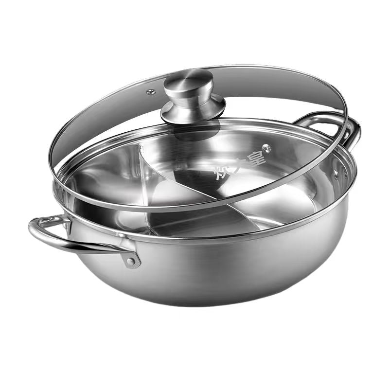 COOKER KING marmite yin-yang grande capacité, double saveur pour usage domestique, bassin à fondue en acier inoxydable 304, compatible flamme directe et plaque à induction 30cm fondue