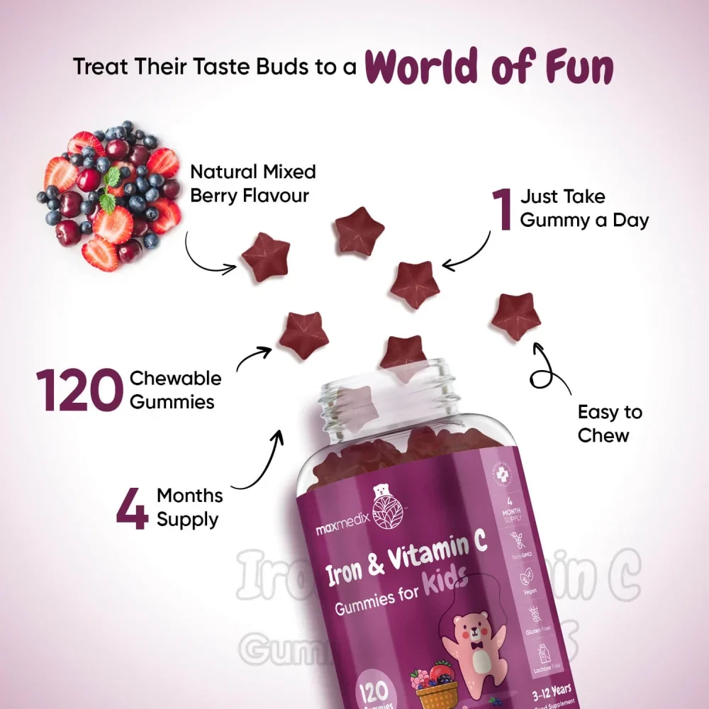 WeightWorld Fer et vitamine C for Kids 28 mg 120 gommes