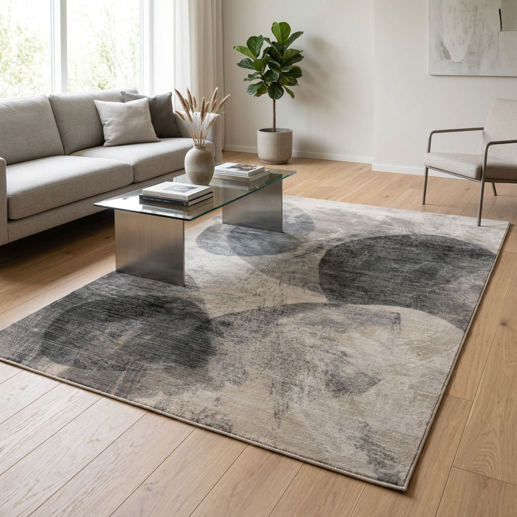 Aloyse Tapis rectangulaire gris acier 160x230 cm - 100 % polyester recyclé, texture tissée résistante à l'usure, pour salon et salle à manger