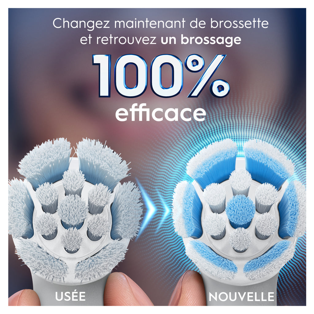 Oral-B iO Pack de 3 Brossettes de Rechange Gentle Care Blanches, Brossage Le Plus Doux, Conviennent Aux Gencives Sensibles, Brossette Pour Les Brosses A Dents Electriques Oral B iO