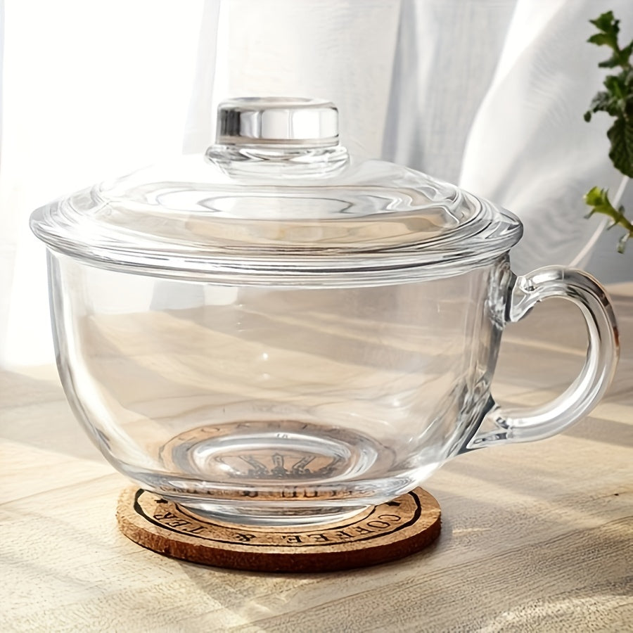YumiPLUS Tasse en verre avec couvercle et anse, 1 ensemble