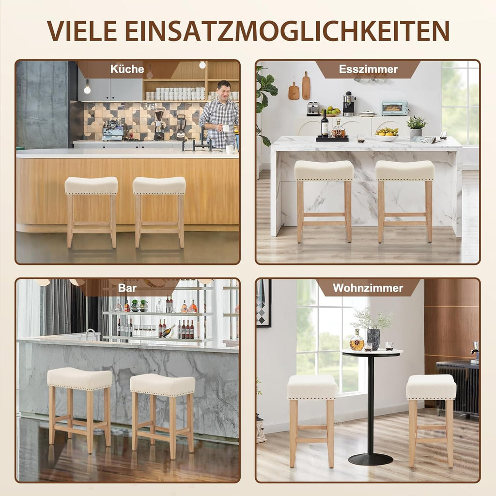Ckaff Lot de 2 tabourets de bar, tabourets de bar de 65,5 cm de hauteur, chaises de cuisine en Sherpa, chaise de maquillage, chaise de salle à manger, tabouret de salle de bain