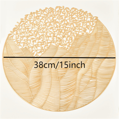 Lot de 6 sets de table ronds en PVC doré motif fleur de mer, décoration de table de fête, dessous de vase, sets de table pour fête et mariage
