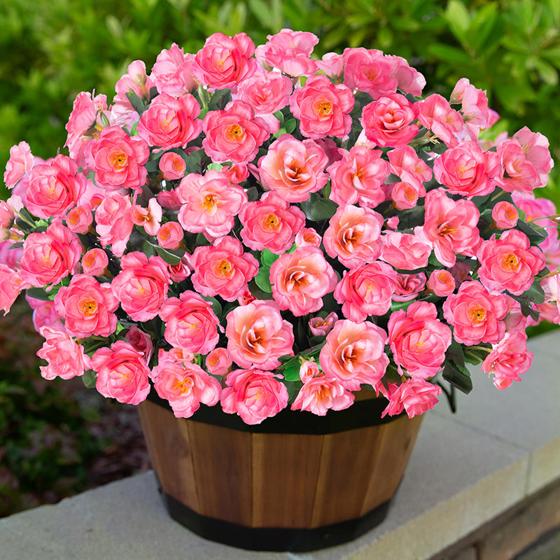 Yuejia Lot de 6 bouquets de fleurs artificielles en soie camélia rose - 38 cm