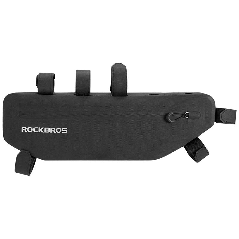 ROCKBROS Sacoche de tube supérieur étanche pour vélo, Pochette de rangement triangulaire pour cadre de vélo de route et VTT, Sacoche porte-téléphone de cyclisme, 40 x 12,5 cm